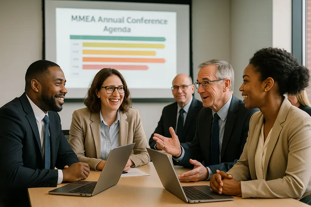 MMEA Annual Conference calendar reviewed beside utility training notes