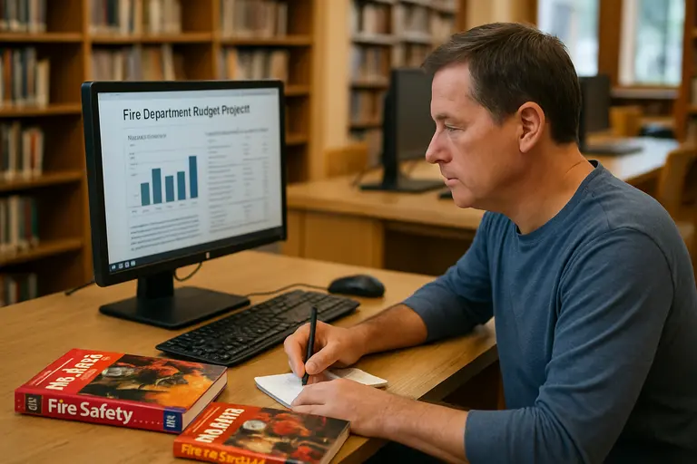 Resident reading a printed public meeting agenda at a table