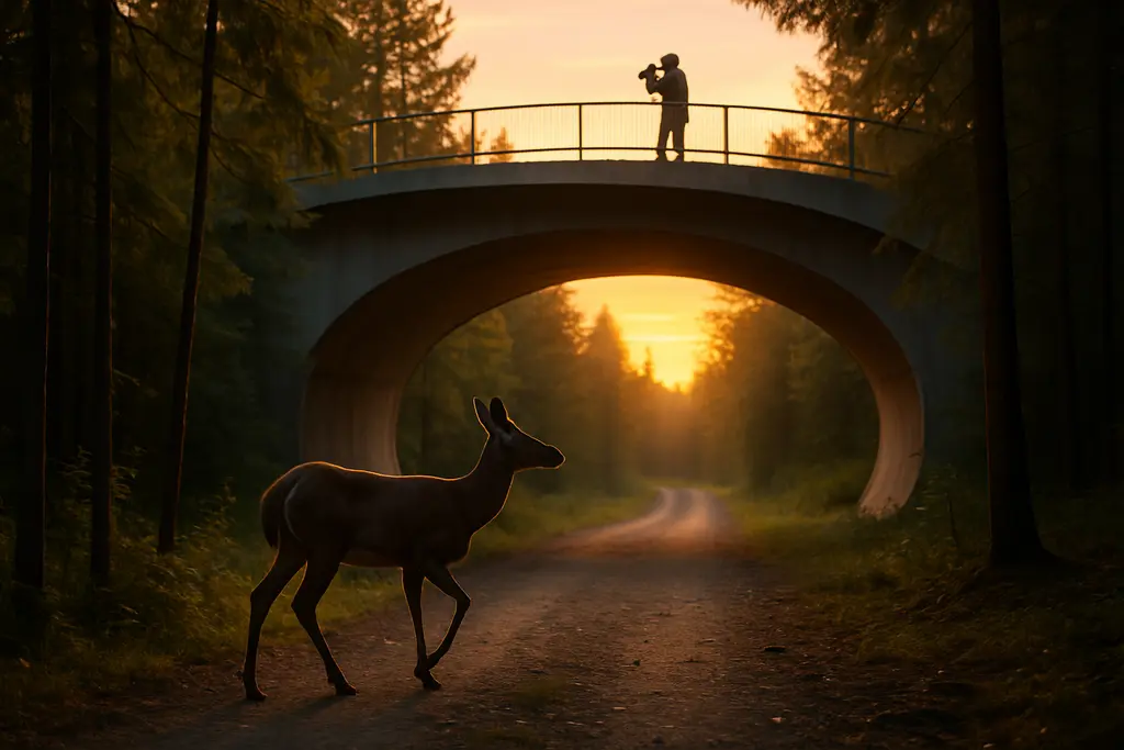 Wildlife Crossing Grants project area along a rural road with fencing and wooded habitat